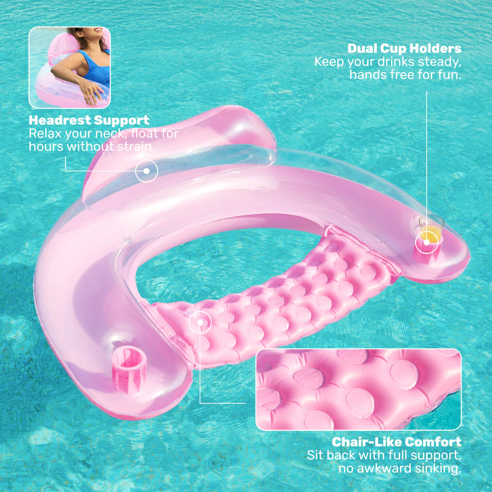 Sloosh pool float headrest provides supported comfort under sunny skies