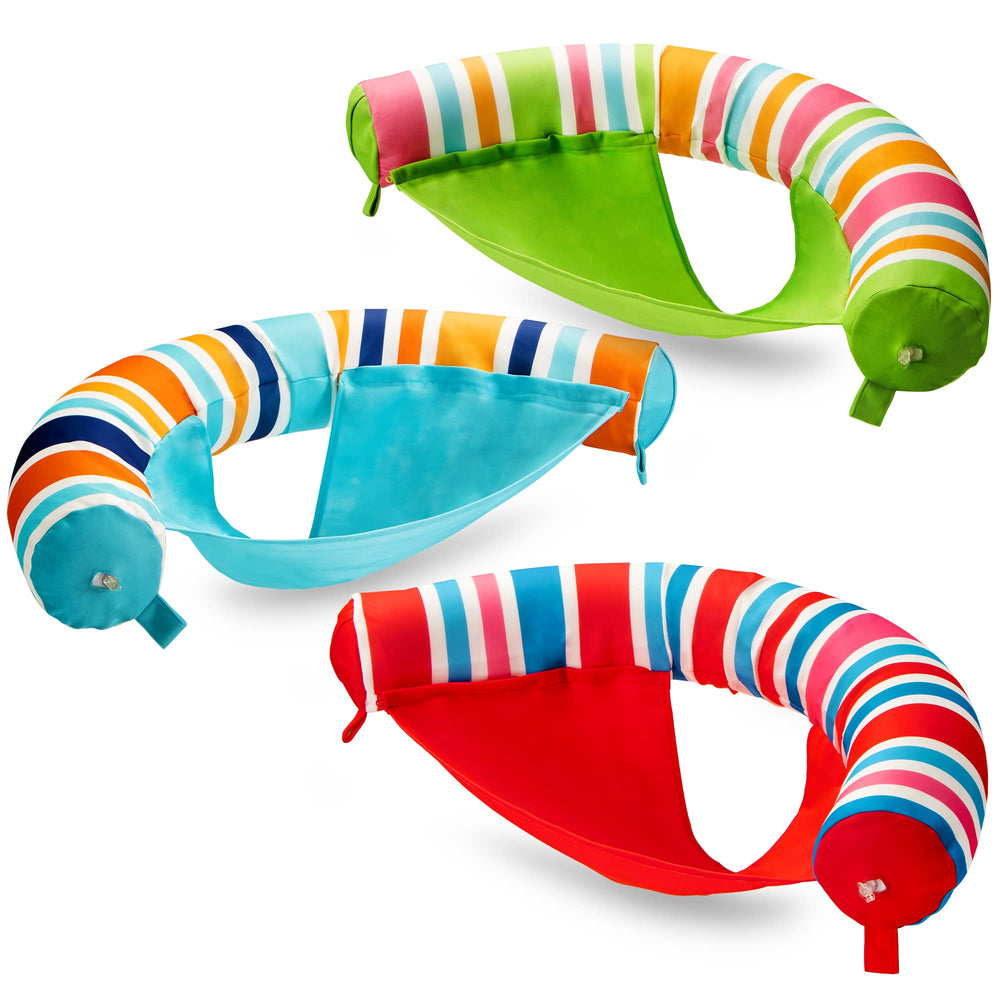 Sloosh stripe 3-pack inflatable pool noodle chair ready for pool lounging