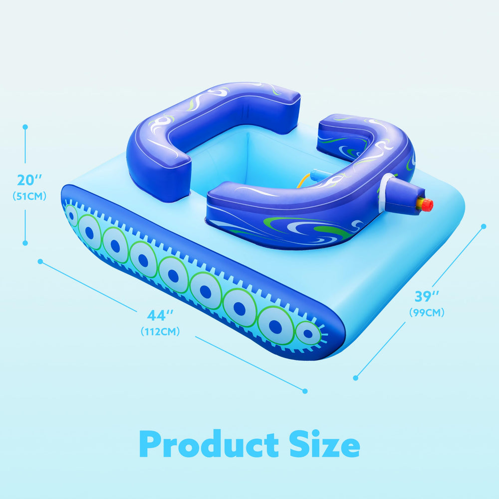 Sloosh inflatable tank pool float in-pool setup