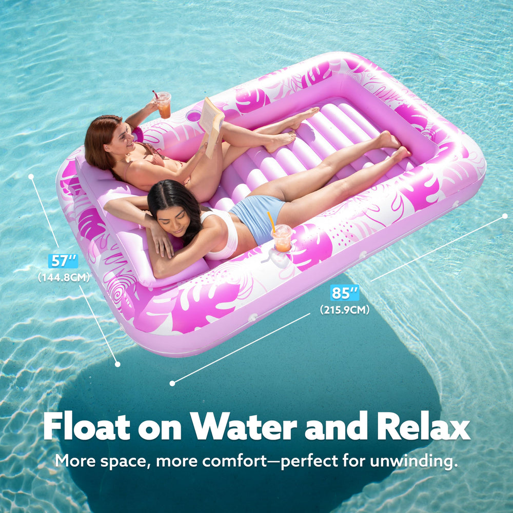 SLOOSH inflatable tanning pool lounger two-person comfort for relaxed together time.