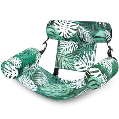 Sloosh pool floats chair with green leaves pattern, ideal for relaxing by the pool