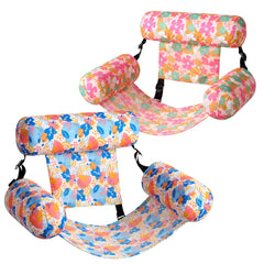 Sloosh pool float chair with tropical flower pattern for lounging.