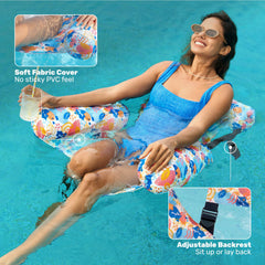 Sloosh pool float chair with adjustable straps in flower design for lounging.