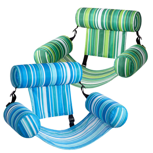 Sloosh pool float chair stripe 2-pack for two-person lounging in water.