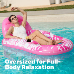 Sloosh pink cup holders on pool float keep drinks within reach while relaxing
