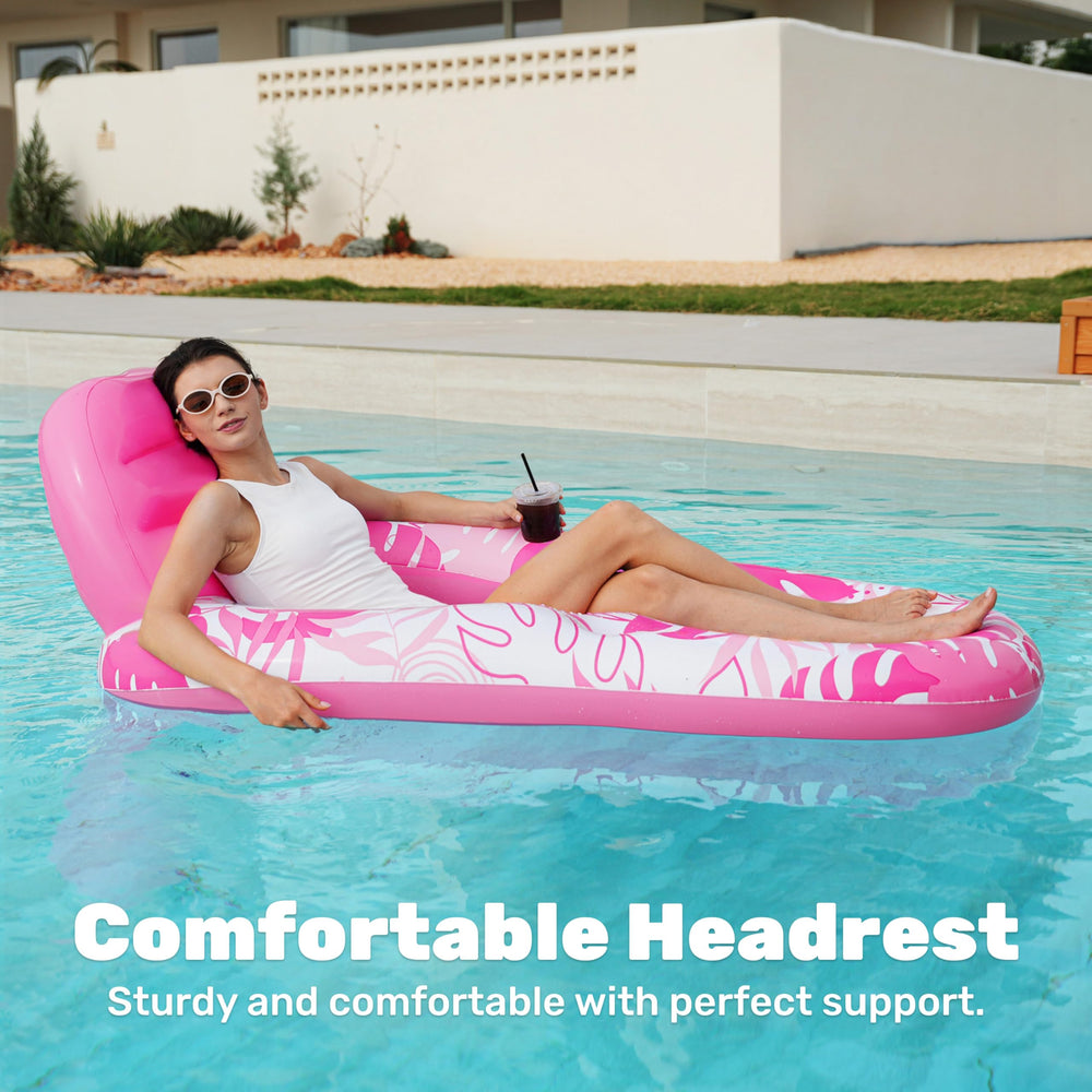 Sloosh pink backrest supports relaxed lounging on the pool float