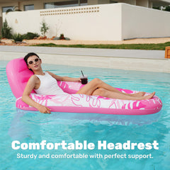 Sloosh pink backrest supports relaxed lounging on the pool float