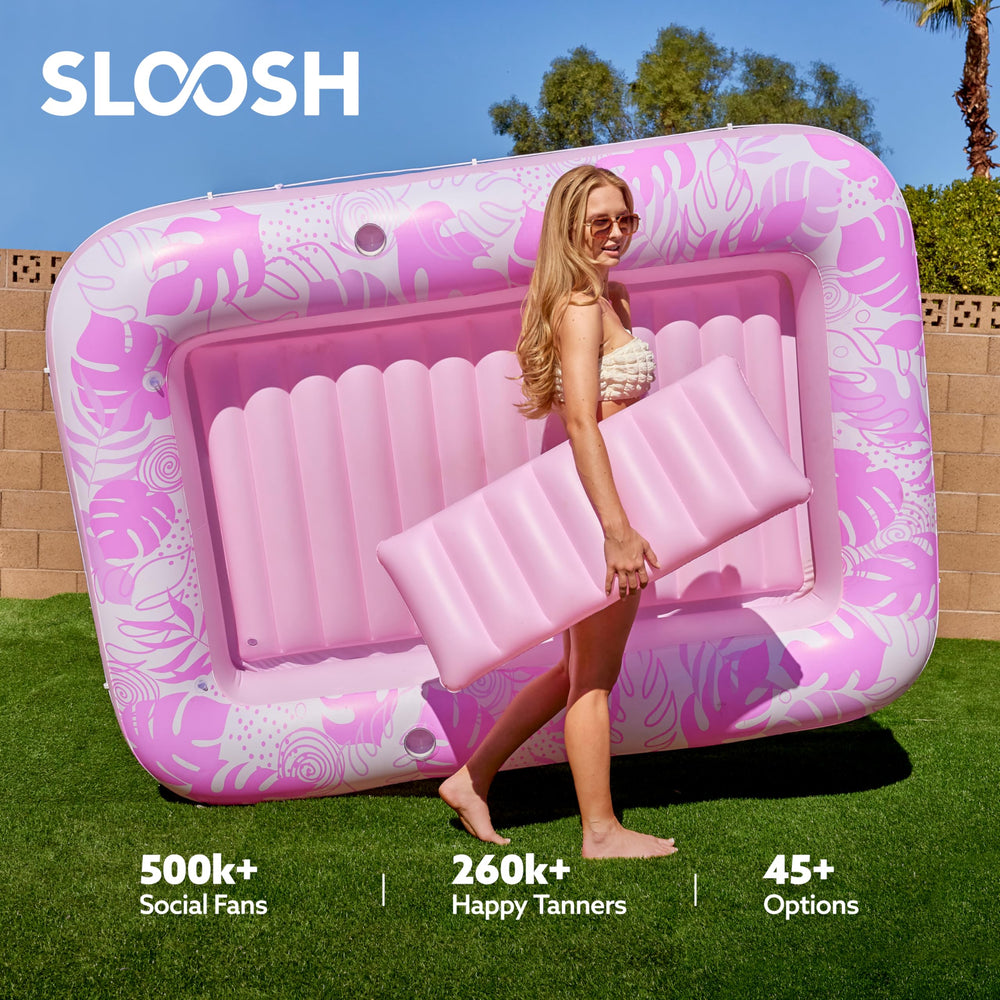 Sloosh portable oversized tanning pool float ideal for beach or pool use.