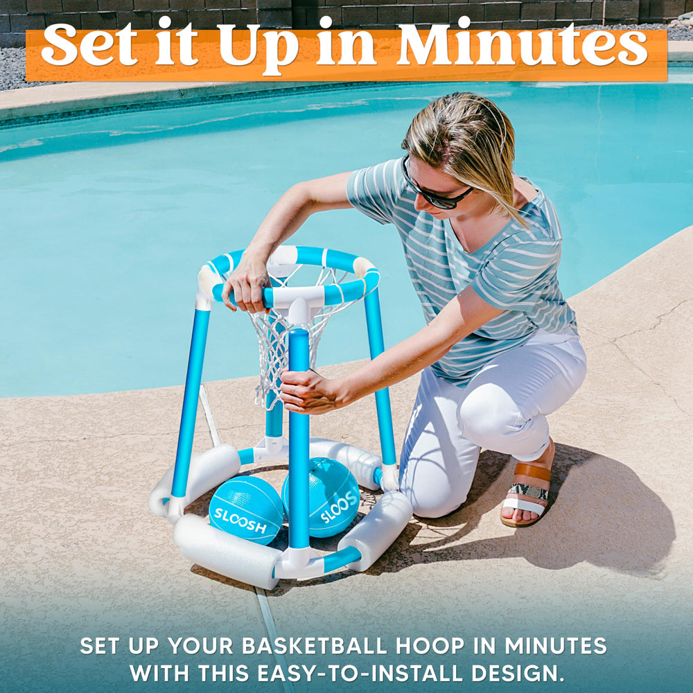 Sloosh pump used for fast inflation of the pool game.