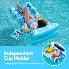 SLOOSH quick-inflation deflation design on blue pool float