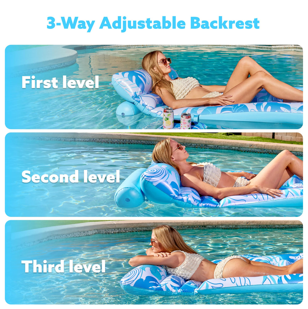 SLOOSH pool float with removable air bar for tailored back support