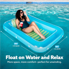 Sloosh tanning pool lounger with removable pillow for enhanced comfort