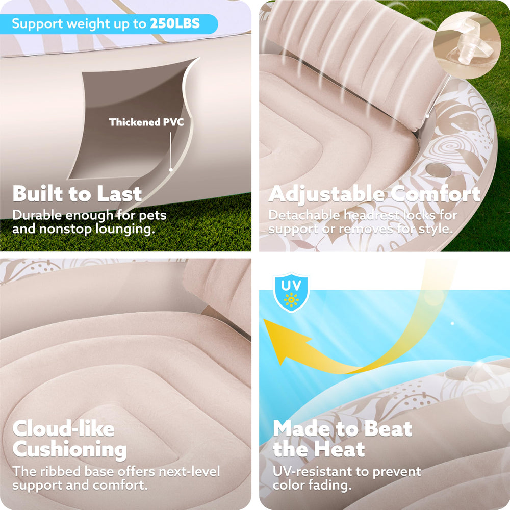 Sloosh round tub float acts as a chic social hub for gatherings.