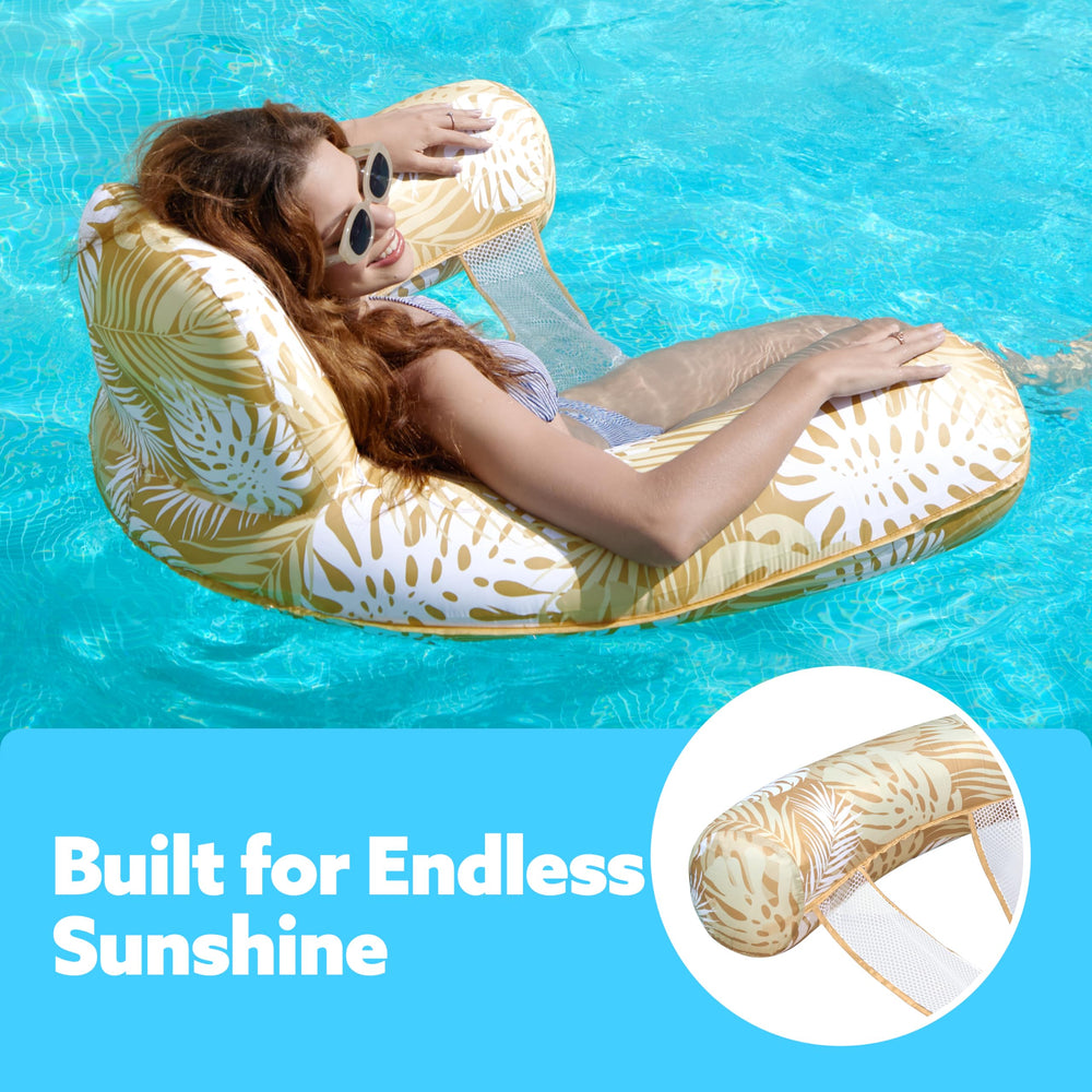 Sloosh soft fabric cover with champagne leaves for comfortable, stylish relaxation.