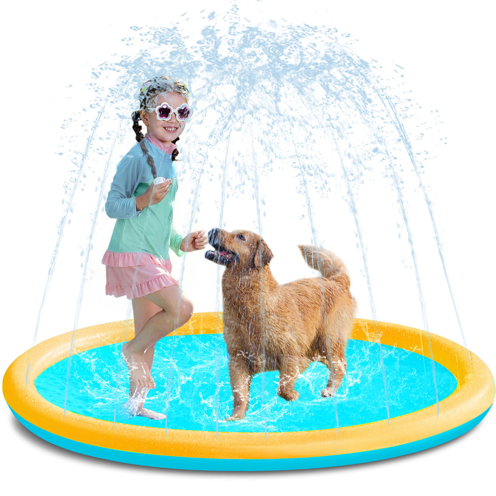 Sloosh splash pad 60inch non-slip surface for safe backyard play.