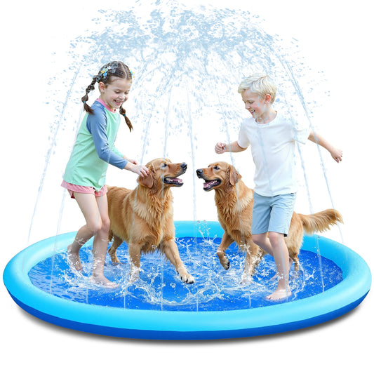 Sloosh splash pad blue 72in, bright play area for kids and pets.