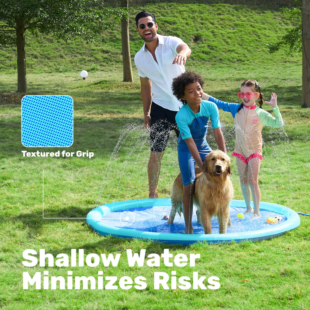 Sloosh splash pad durable non-toxic material supports safe outdoor use.