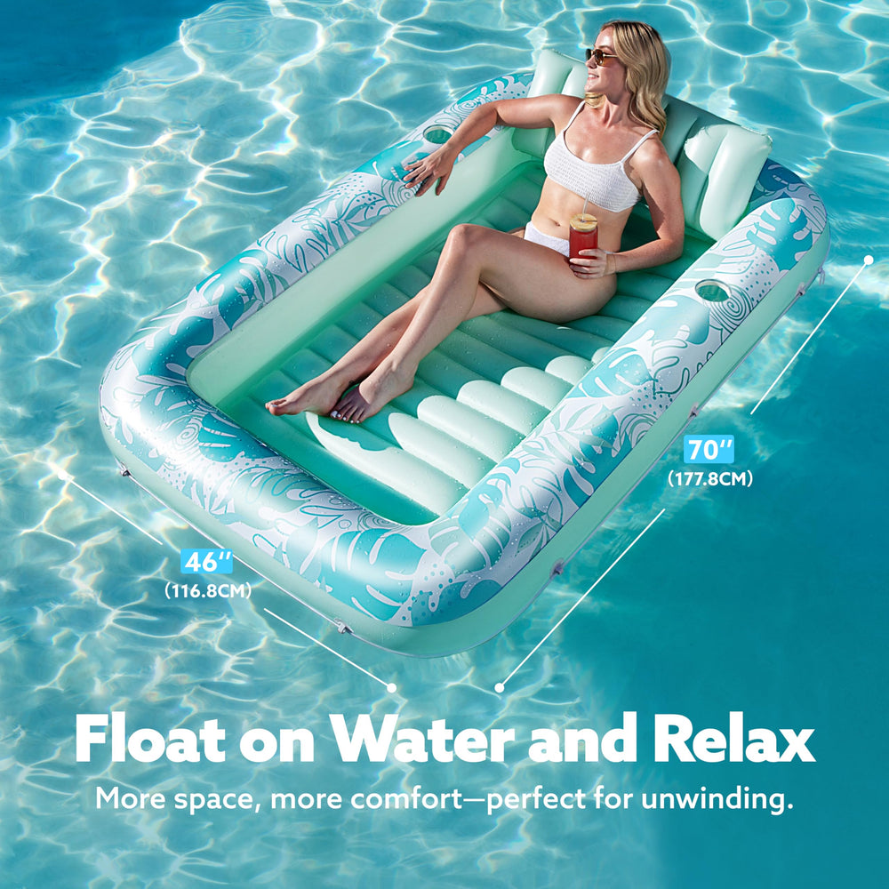 sloosh tanning pool lounger removable pillow setup for extra neck support.