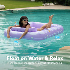 Sloosh compact inflatable pool float inflates quickly for easy transport.
