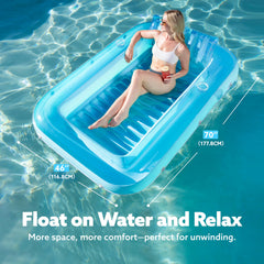 Sloosh tanning pool lounger with removable pillow delivering ergonomic comfort.