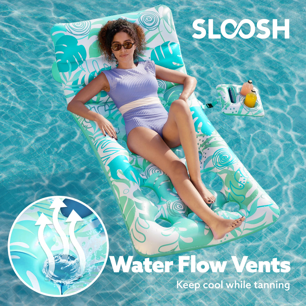 Sloosh tropical leaves design pool lounger adds tropical style