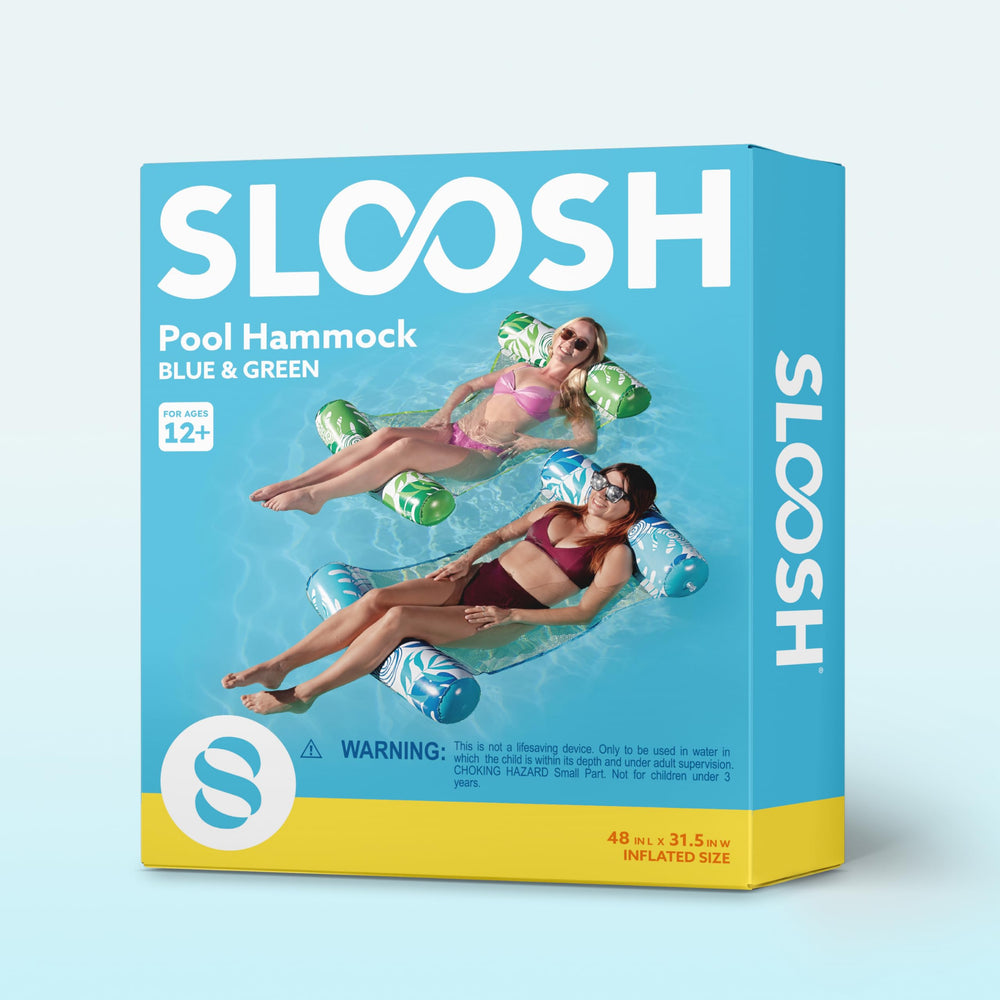 Sloosh tropical leaves float in action-ready blue-green hues for vacation vibes