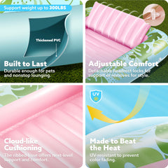 Sloosh tanning pool lounger with wrap-around rope for added stability.