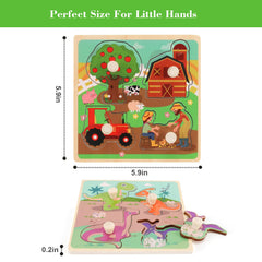 Slotic farm puzzle with animals, fosters recognition and fine motor use.