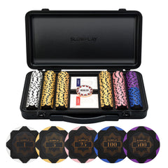 Slowplay Nash 14g clay poker chips with black-gold finish for authentic premium feel.