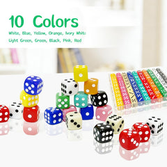 SLSESIN 10-color dice offering versatility for board games and classroom activities.
