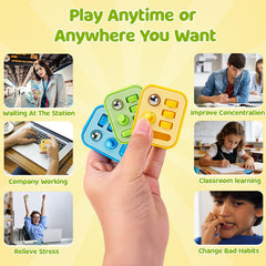 Small Fish clicker fidget toy shown beside keyboard for discreet use