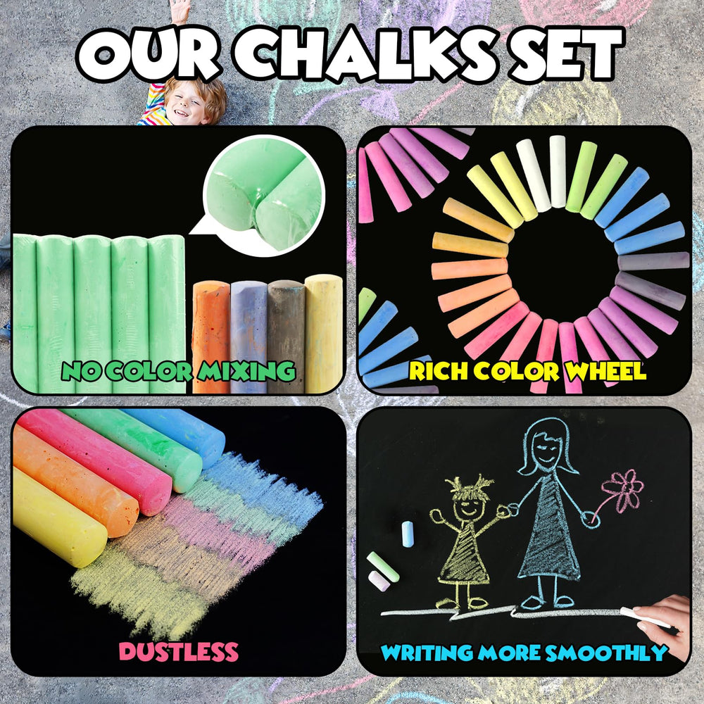 Small Fish dustless, non-toxic formula keeps hands cleaner during family chalk art sessions.
