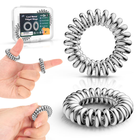 Small Fish fidget rings with 24 rollers closeup for stress relief.