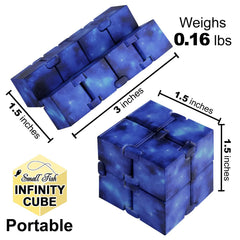 Small Fish Infinity Cube Toy galaxy pattern closeup highlights design.