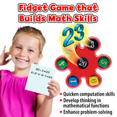 Small World Toys Magic Mixer showing the sum of two black dice for mental math.
