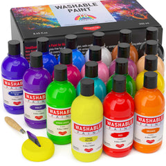 Smallbudi washable paint set with 18 colors in 250ml bottles for home and classroom
