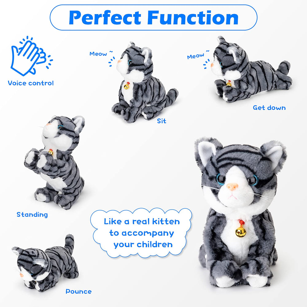 Smalody interactive plush cat soft plush fabric up close invites cuddle-friendly play.