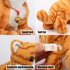 Smalody interactive plush cat yellow hidden battery compartment for safe kid-friendly design.