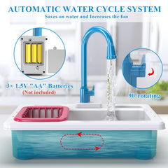 SmartChef kitchen sink shows running water for pretend washing