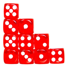 SmartDealsPro red translucent D6 dice close-up with readable pips