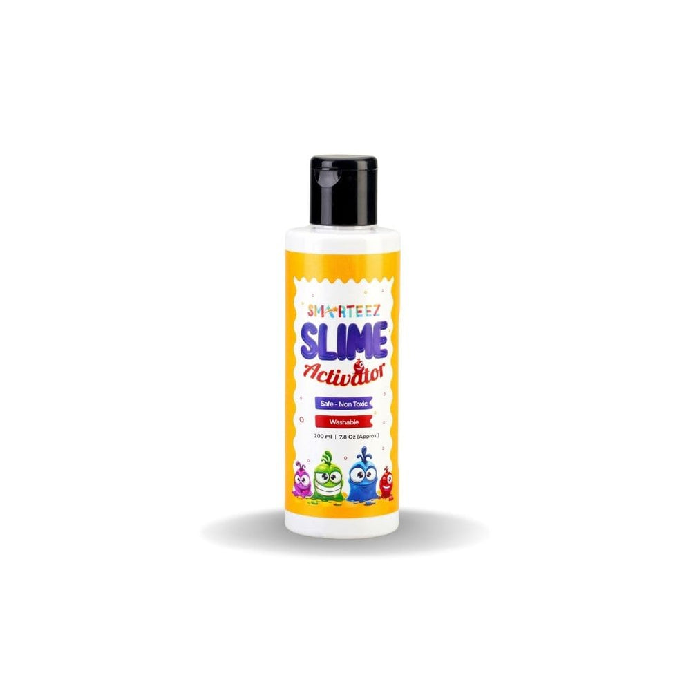 SMARTEEZ Slime Activator bottle pouring for triple output and easy slime creation.