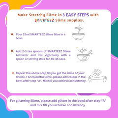 SMARTEEZ Slime Activator washable formula for simple cleanup.