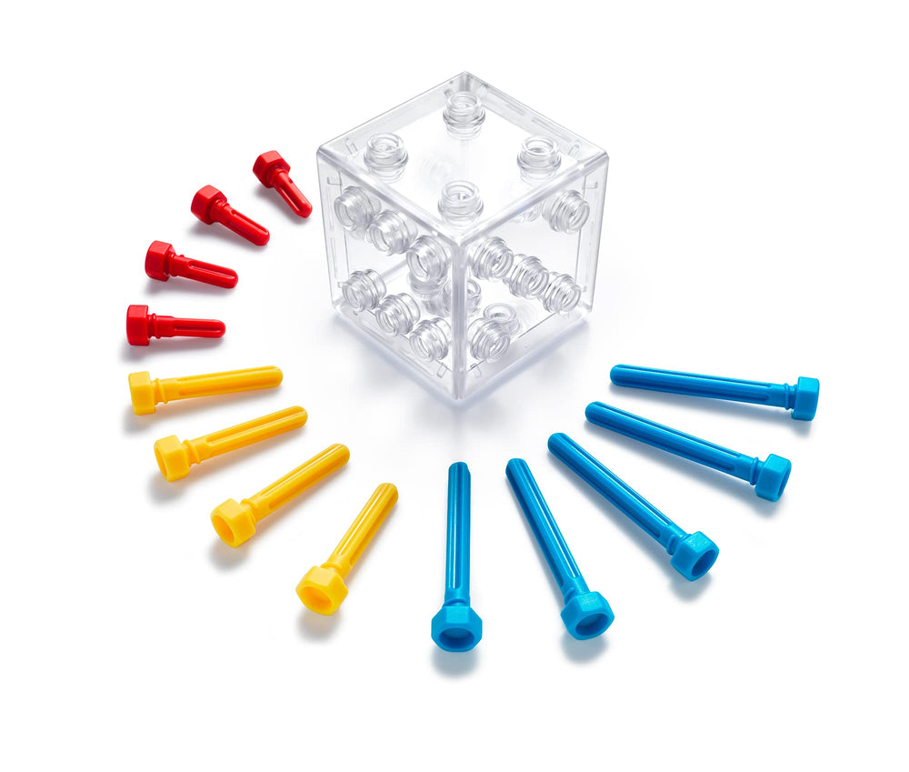 SmartGames Criss Cross Cube solution card matrix demonstrates layout options.