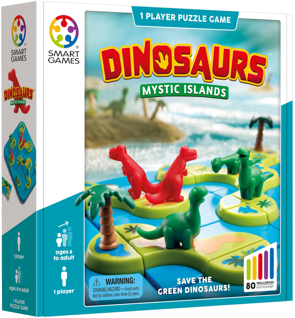 SmartGames Dinosaurs island tiles create vivid scenes for exploration.