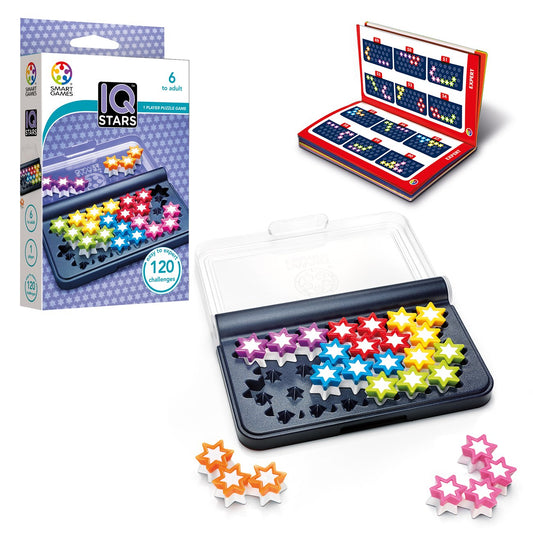 SmartGames IQ Stars travel case open for on-the-go puzzle fun.