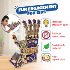 Smartivity DIY robotic hand assembly highlights guided construction boosting creativity and problem solving.