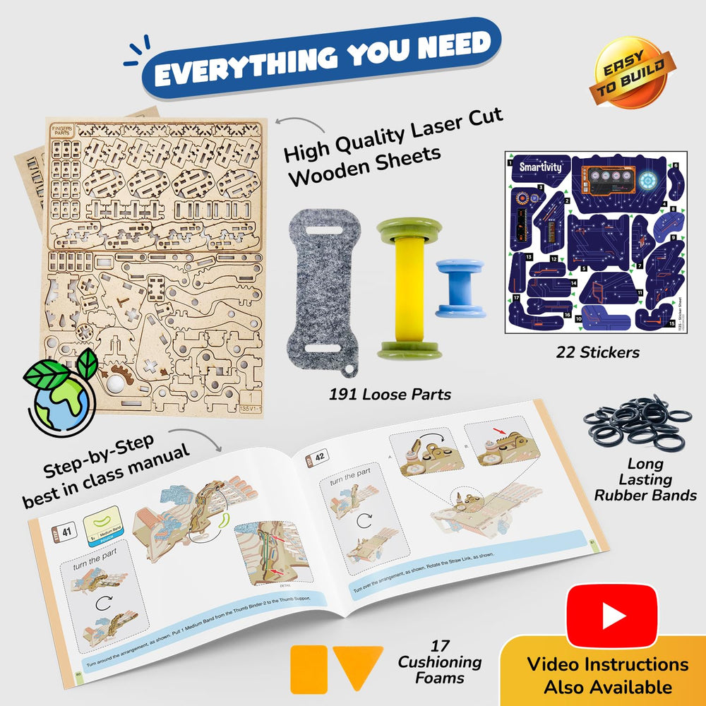 Smartivity DIY robotic hand kid-building shows beginner-friendly engineering activity.