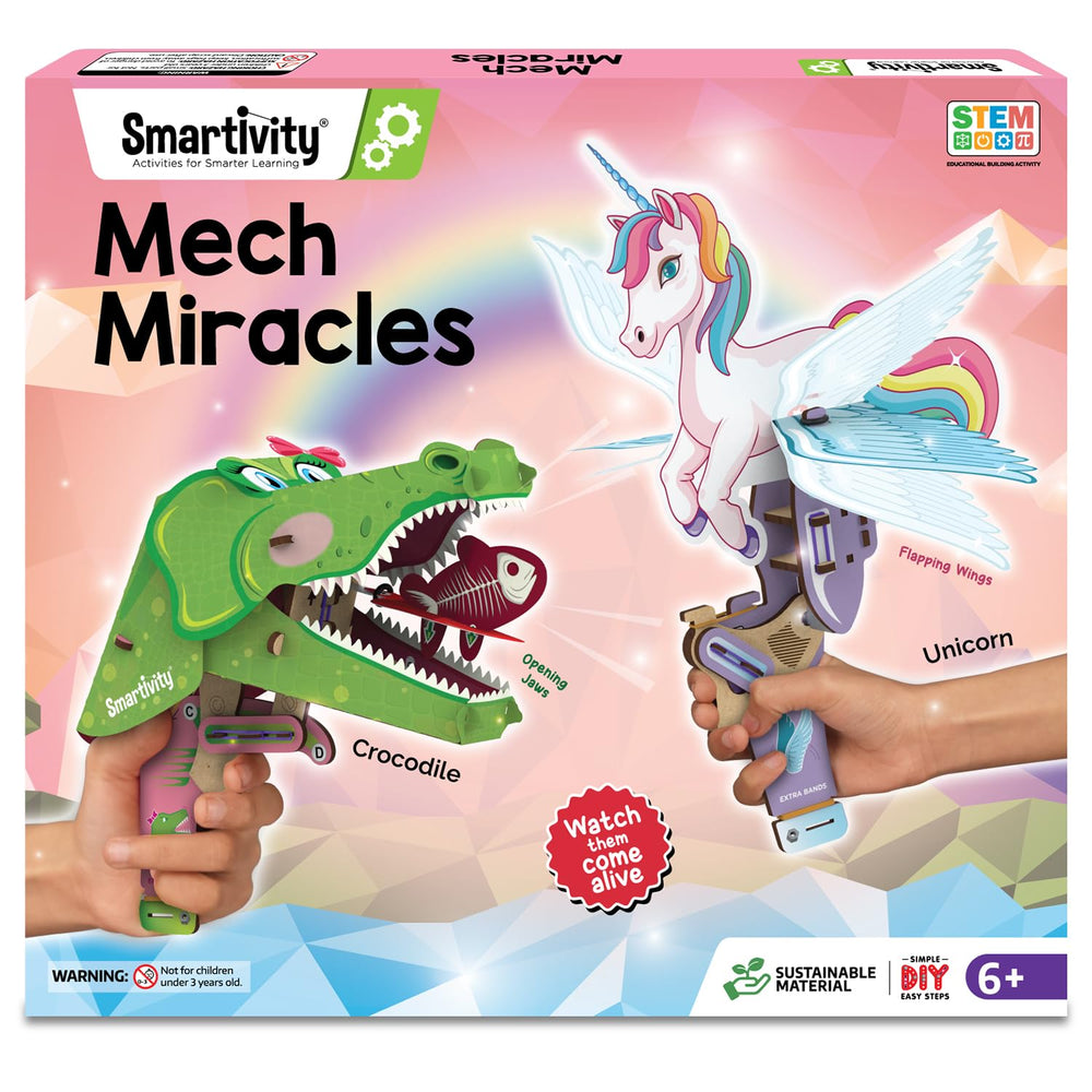 Smartivity Mech Miracles unicorn assembly kit for creative STEM play and hands-on learning.