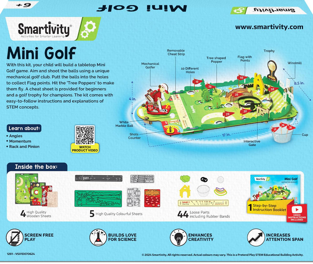 Children explore problem solving and creativity with Smartivity Mini Golf.