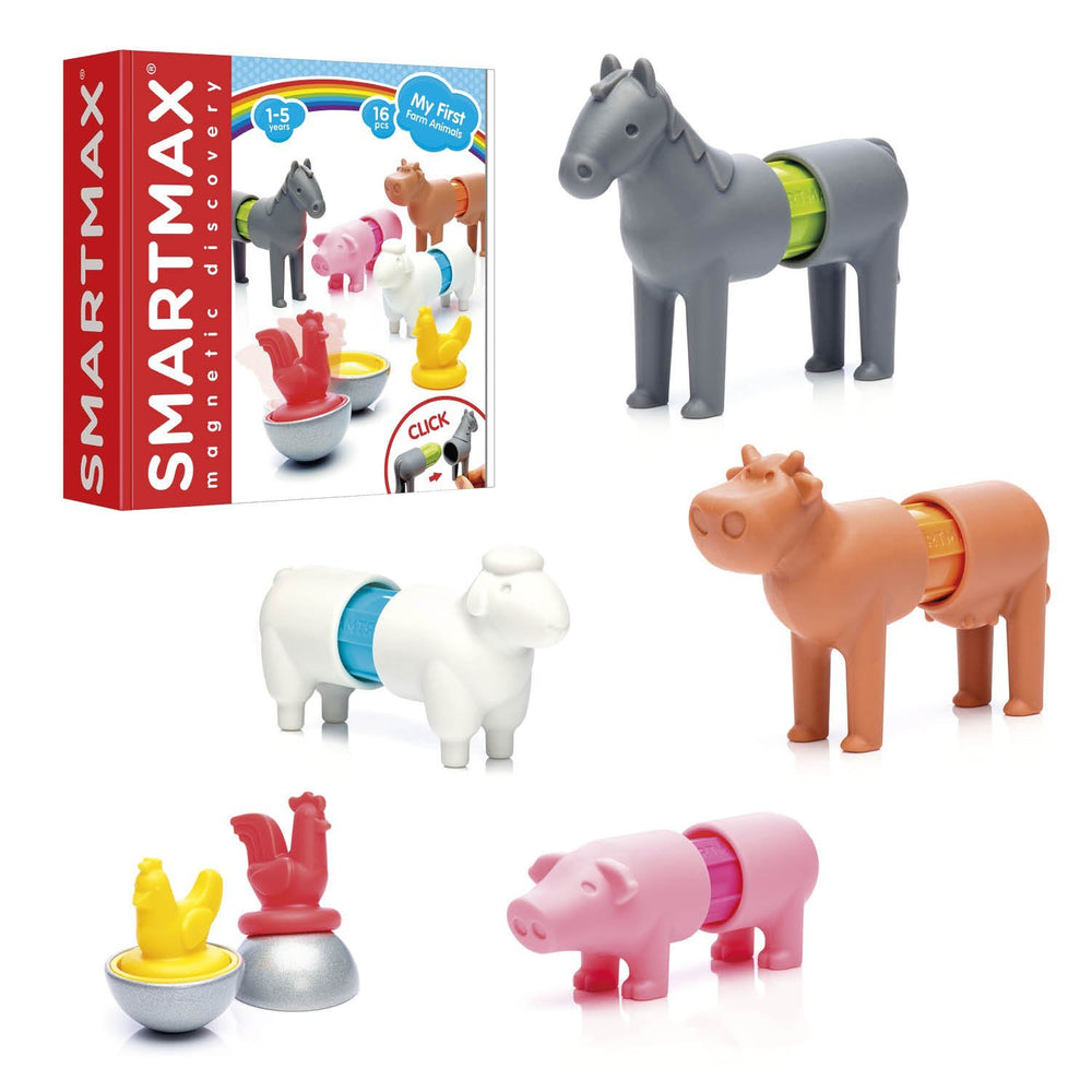 SmartMax My First Farm Animals cow, durable magnetic piece for safe toddler building.